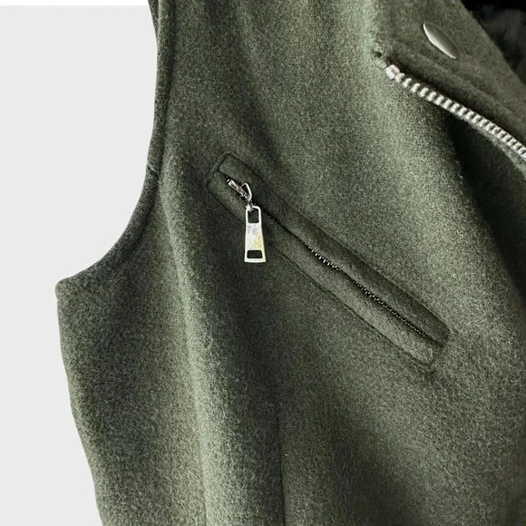 NWT 7 FOR ALL MANKIND LONG ASYMMETRICAL ZIPPERED DARK GREEN VEST | SIZE: SMALL - Picture 4 of 11